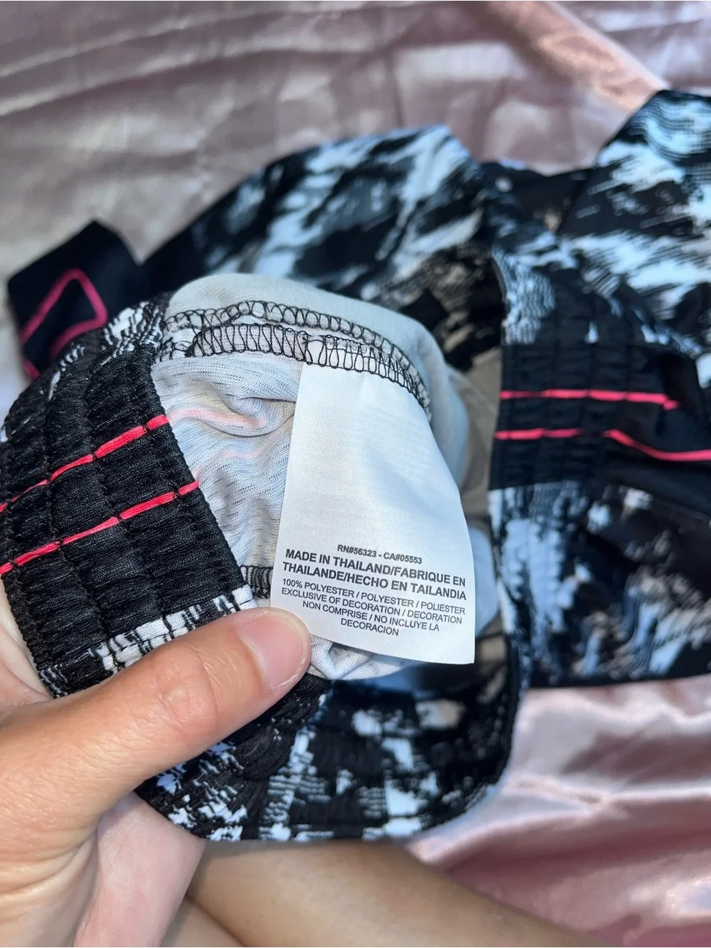 Nike Black & White Patterned Dri-FIT Athletic Shorts with Pink Trim